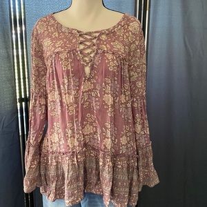 American Eagle | floral ruffle tier blouse